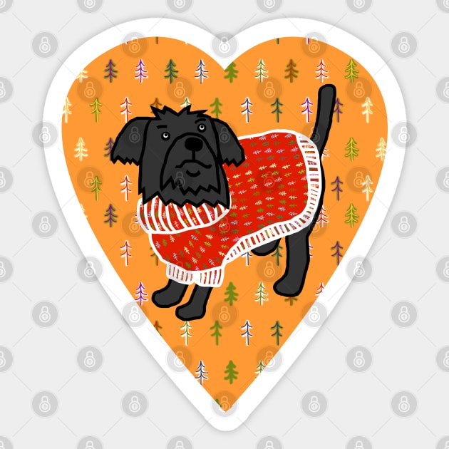 Cute Dog in Red Winter Sweater Love Heart Valentines Day Sticker by ellenhenryart